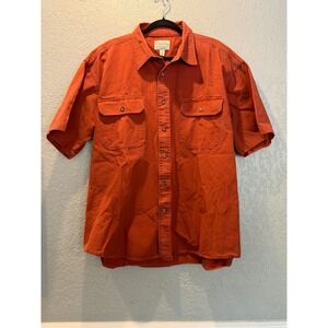 Cabelas Legendary Quality Rust Orange Short Sleeve Button Up Shirt‎ XL